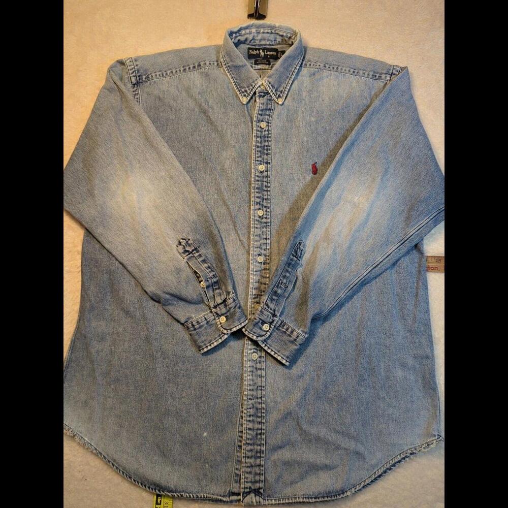 Ralph Lauren Blair 100% Cotton Sz L Long Sleeve Jean Shirt Gorpcore Campcore